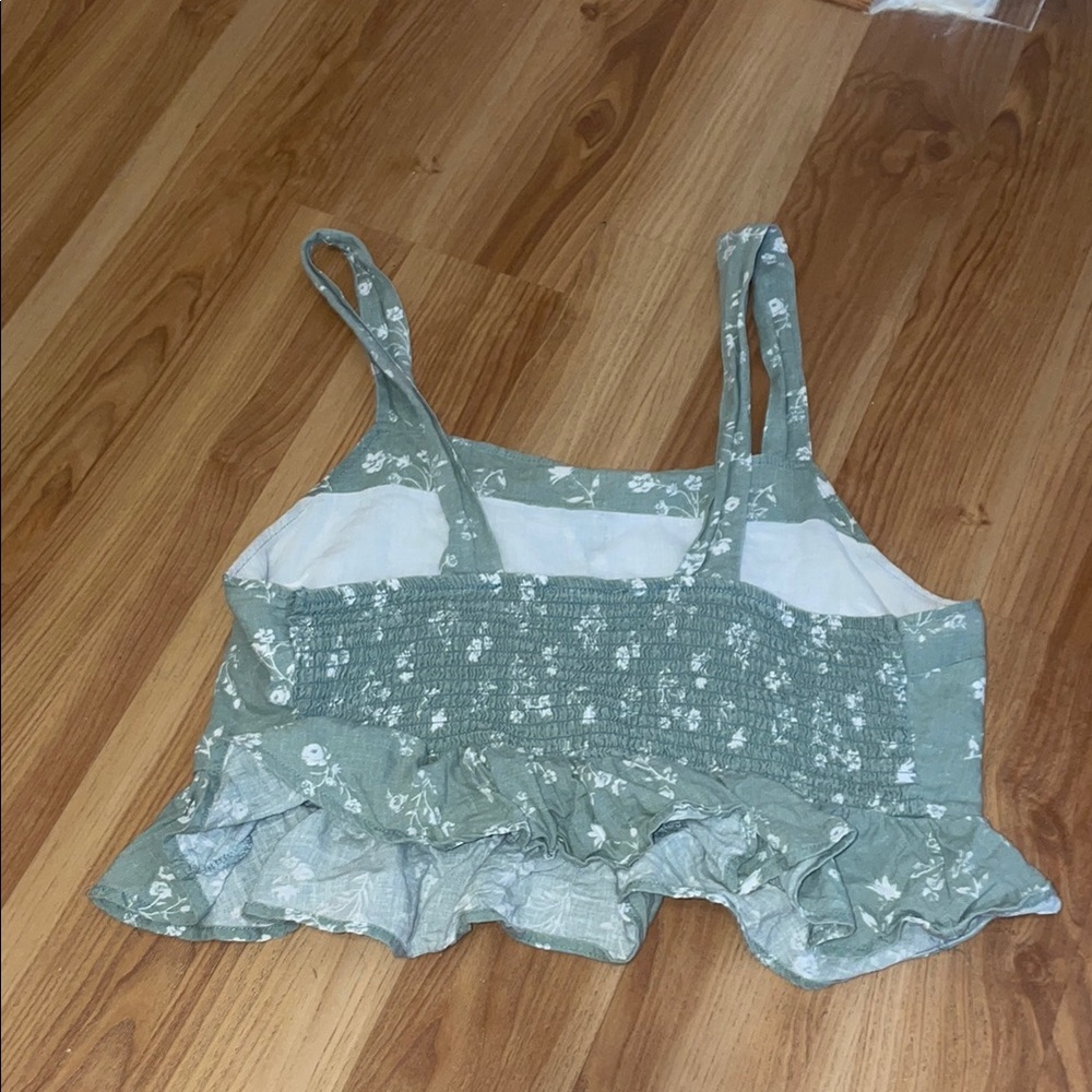 Floral Green Ruffle Tank Top - Picture 2 of 3